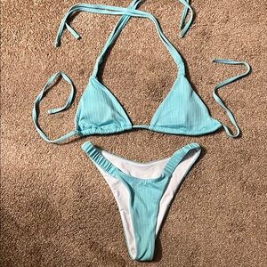 Teal ribbed bikini